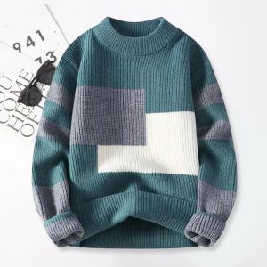 Pull tricoté à manches longues et col rond pour homme, épais, ample et chaud, doux, élastique, Streetwear, collection automne et hiver