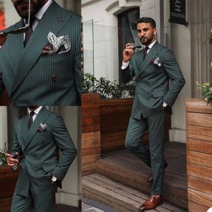 Costumes de mariage pour hommes, coupe cintrée, vêtements de marié, 2 pièces, Business, rayé, veste, pantalon, sur mesure, automne et hiver