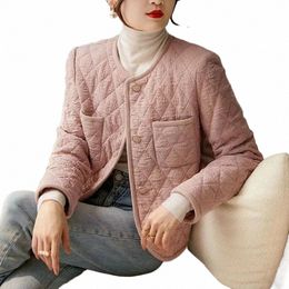 Automne / Hiver Nouvelles dames Petite veste rembourrée en coton Joker Thin Fi Courte Simple boutonnage Couleur unie Slim Manteau rembourré en coton H4jh #