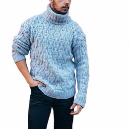 Otoño / invierno Nuevo suéter para hombre Casual Color sólido Cuello alto Manga LG Argyle Twist Punto Jerseys Al aire libre Puentes cálidos e2Rs #