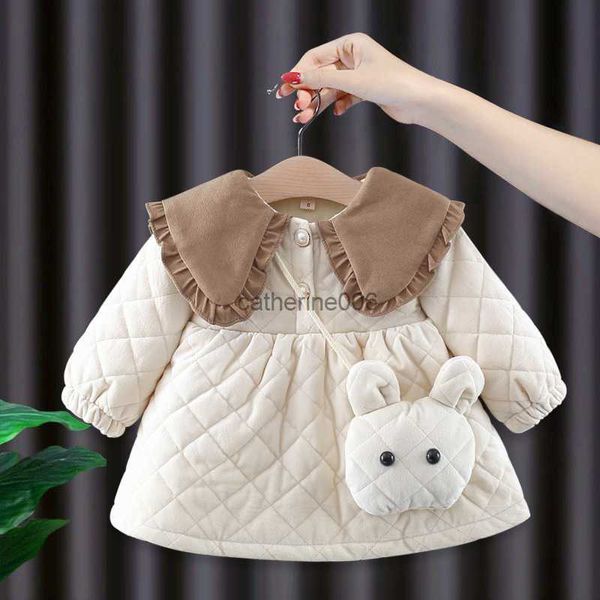 Otoño invierno ropa para bebés recién nacidos ropa exterior polar cálido vestido de algodón para niñas ropa de bebé 1 año bebés vestido de cumpleaños L230625