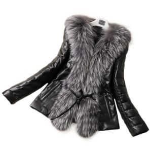 Automne hiver Style Pu cuir couture fausse fourrure manteaux grande taille mince vêtements d'extérieur femmes synthétique fourrure outwear vestes