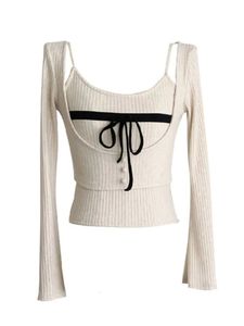 Herfst Winter Vrouw Koreaanse mode Coquette Tweedelige sets Cropped trui Pullovers Tops Jumper Design Gyaru Knitwears 2000s 240311