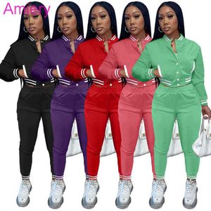 Automne Femmes Survêtements Designer Deux Pièces Ensemble Baseball Vestes Pantalons De Survêtement Tenues Sport Joggers Pantalon Varsity Survêtements 2021