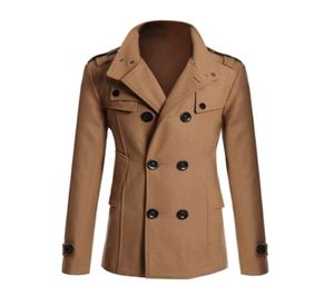 Automne2015 Fashion Men Hiver Encoat Style britannique Double-Breasted Fitted Oerwear Coat Men039s Trench M L XL XXL Shippin1250290