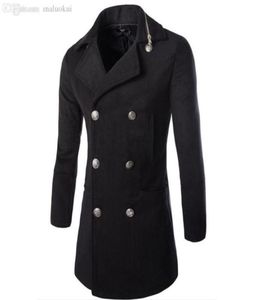 Fall2016 Casual Fashion Mens Jackets en Coats Duffle Coat Stijlvolle Britse stijl Single Breasted Mens Pea Coat Wol Trench Coat3208011819