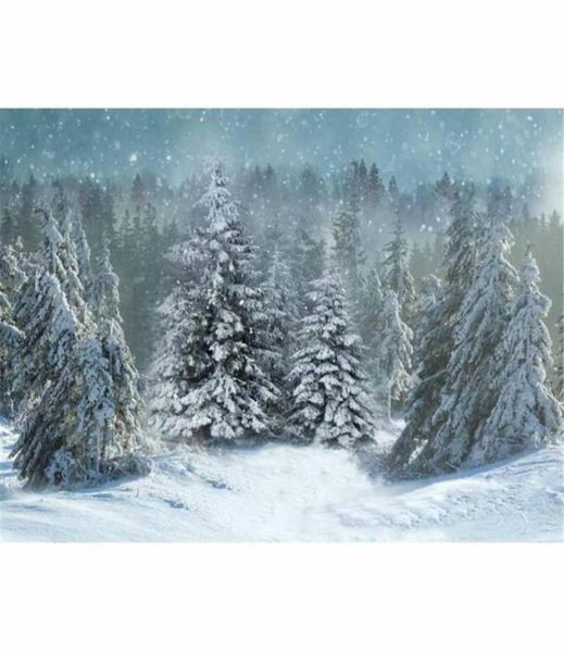 Falsine de flocons de neige Pographie de Noël en toile de fond en vinyle tissu gris Pine Pine Forest Outdoor Our Winter Snow Po Studio B6495725740342