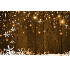 Dalende sneeuwvlokken bruin houten muur achtergrond voor fotografie bokeh polka dots baby kinderen kerstfeest photo stand booth achtergrond