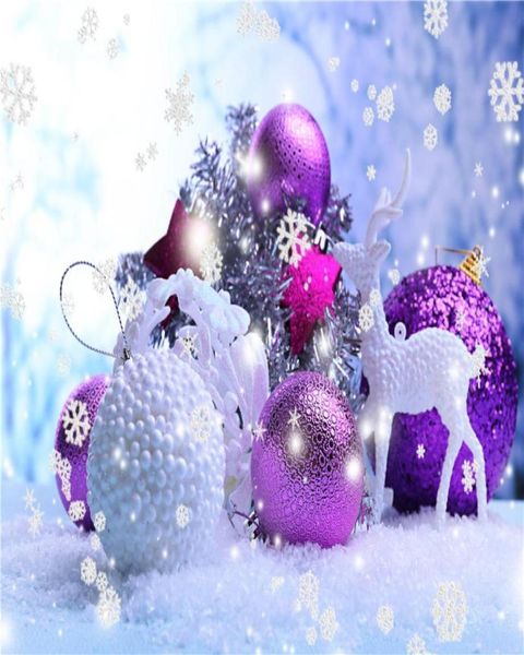 Certas de nieve que caen Pearl Elk Purple Blanco Bolas de Navidad Fontraps de tela de vinilo Nieve cubierta de invierno PO Backg7952354853546