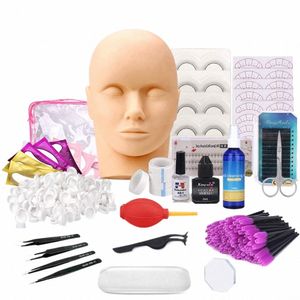 Kit d'extension de faux yeux Formation professionnelle Tête de mannequin Kit de formation de greffe de lèvres pour débutants Outils de maquillage pour les yeux N5es #