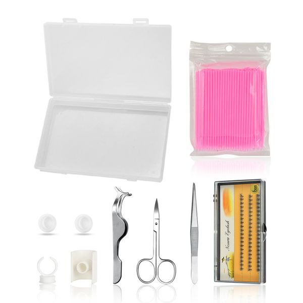 Kit d'extension de faux cils Boîte de rangement pour micro-pincettes Brucelles Ciseaux Curler Eye Lashes Graft Accessoires