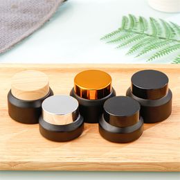 Pots cosmétiques en verre ambré 15g 30g 50g, pots en verre noir à épaule inclinée avec couvercles à vis, bouteilles rechargeables