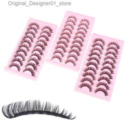 Faux cils 10 nouveaux noirs coiffés russes russes faux cils 3d vison épais cheveux réutilisables faux cils du duvets Q240425