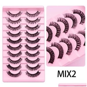 Faux Cils 10 paires 3D vison Cils naturel DD Curl longs Cils dramatique Faux maquillage Extension fournitures Faux Cils en gros Dro Dhi7S