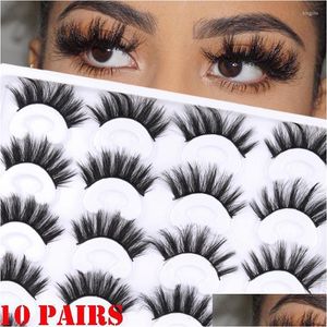 Faux Cils 10 Paires 3D Vison Épais Longs Cheveux Naturels Faux Cils Fluffy Wispy Mixte Eye Lash Maquillage Extension Outils Drop Deliver Dhy3L