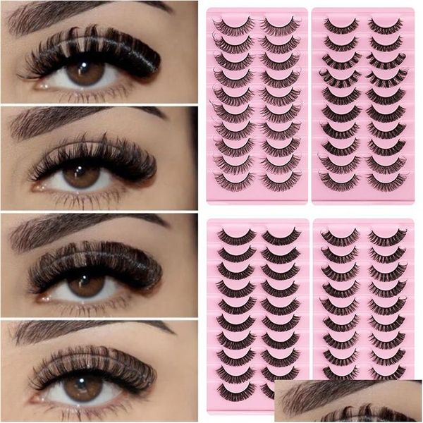 Faux cils 10 paires de faux cils Russie D Plus Curl Volumes Cils en BK Réutilisable Fluffy Fake Drop Livraison Santé Beauté Faire Dhzjr