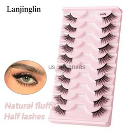 Eyelashes postizas 10 pares Medio pestañas falsas Mink hechas a mano Natural Fluffy Soft Volume Eye Lath Extensions Dramatic Mane Mayelash Fehyelash HKD230817