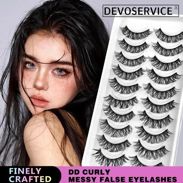 Pestañas postizas 10 pares Mink Las pestañas rusas Strip Lash Dramatic Faux Cils Makeup Natural DD Curl 3d Feedelash al por mayor