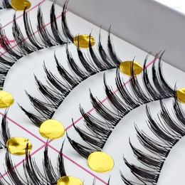 Falsche Wimpern, 10 Paar, natürlich, handgefertigt, dramatisch, flauschig, weich, wispy, Volumen, Kreuz, wiederverwendbare Wimpern-Make-up-Tools