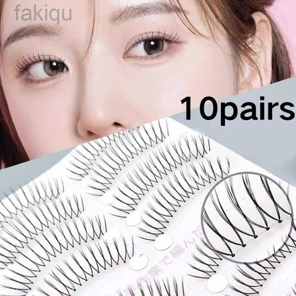 Faux cils 10 paires de faux cils coréens en forme de U Natural 3D Vison artificiel Skin transparent sèche étendue Wispy D240508