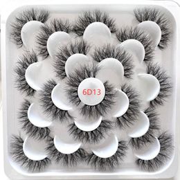 Pestañas postizas 10 pares de Lotus 3D Proteína de seda Imitación de fibra de pelo de visón Explosión Frito esponjoso