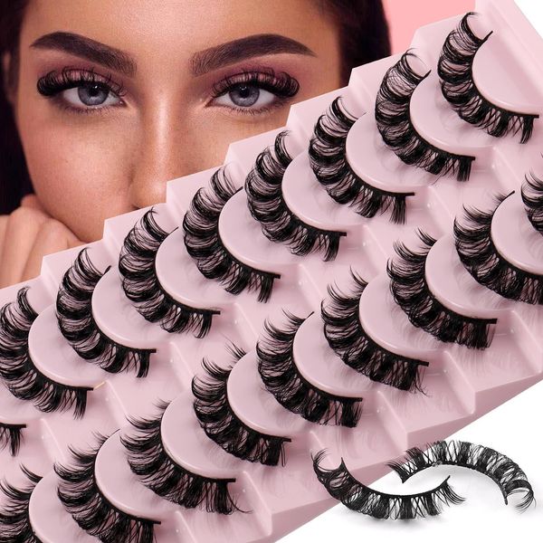 Faux cils 10 paires de cils à bande russe DD Curl Fluffy Wispy Faux Mink Pack 231101