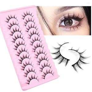 Faux cils 10 paires SPIKY MANGA LASHES - ANIME COSPlay 14 mm Natural Clear Band Doll Eye Lash Pack