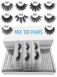 Faux cils 100 paires beaucoup de temps de style allongé de queue oculaire 10 styles 3D vision cils naturels à long terme maquillage transparent l1501713