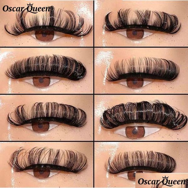 Faux cils 102030 paires D Curl cils en Bk bande russe naturel 3D vison S maquillage 5D étuis à cils en gros 230822 Drop Delive Dhaen