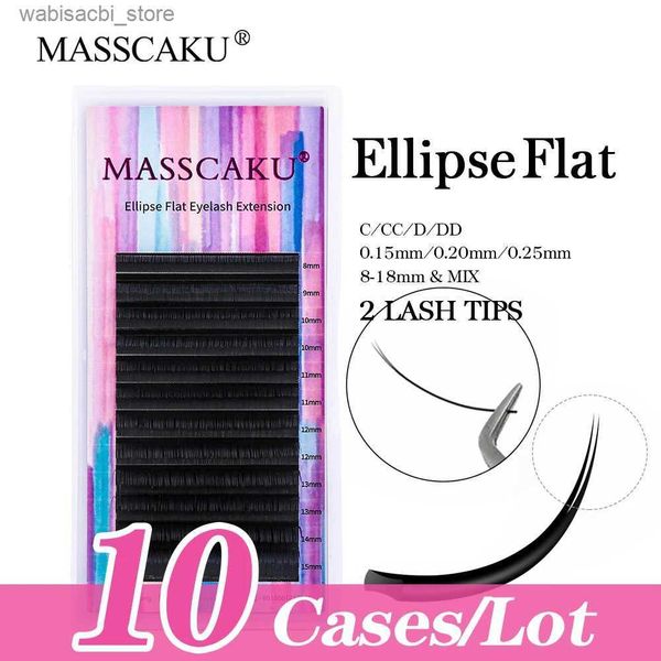 Faux-cils 10cas/lot échantillon gratuit 0.15 0.20 épaisseur faux cils de vison véritable fourrure de Sibérie ellipse cils plats avec emballage personnalisé 24327