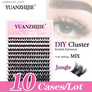 Pestañas postizas 10 casos/lote YUANZHIJIE kit de pestañas segmentadas DIY cluster 240 paquetes 30D 40D eliminación de flores de empuje de pestañas personales para pestañas de alta gama24327