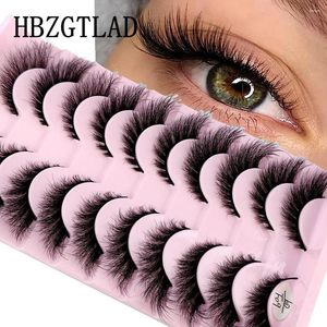 Pestañas postizas 10 pares Gato / Faux Mink Extremo alado Ojo Alargado Pestañas postizas Suave Natural Tira completa larga