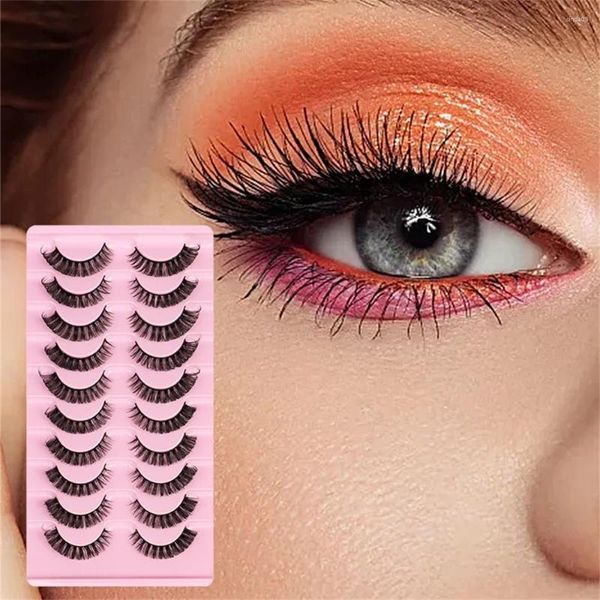 Faux cils 10 paires de cils D Curl russe 3D vison Extensions de bande moelleuses réutilisables