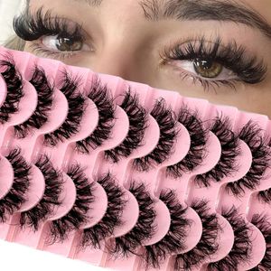 Valse Wimpers 10 paar Nertsen Onzichtbare Band Lash Extension Natuurlijke Cross Cluster Fairy 3D Faux Big Eye Lange Fake Lashe 231101