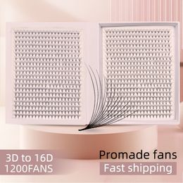 Faux de cils 1200 ventilateurs cils xxl Mega Tray Matte Ultra Dark Pretade Volume Base pointuy Base Promade Fans Extensions Extensions Makeup Tools 230814