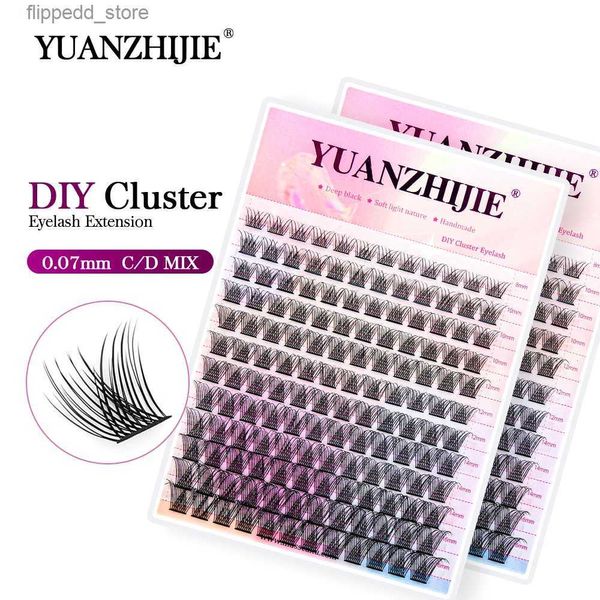 Faux Cils 12 lignes Super Fluffy YUANZHIJIE DIY Cils Cluster Cils Individuels Bouquets Premium Matériel Multi Pointu Cils Naturels Q231129