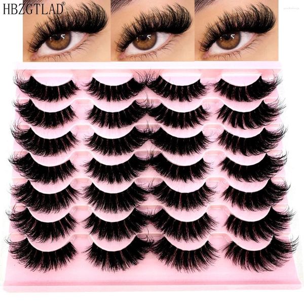 Fanezas de pestañas 14Pairsinvisible Band 5dfluffy Wispy Faux Mink Cat Effect de ojo Dramático Extensión de pestañas Cabellón