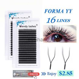 Valse Wimpers 16 Lijnen YY Shape Wimper Extensions Wendy Design Two Tip Wimpers Brazilian Volume Fan Lash Supplies Mesh Black Lashes Mix8-15 J230717