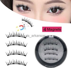 Pestañas postizas 1Set Eyelashas falsas magnéticas hechas a mano Eyesas postizas artificiales Fibra química magnética Fibra de fibra Magnet Opasas superiores HKD230817