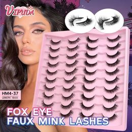 Faux-cils 20 paires de forme mixte Faux vison ailé CatEye 3D moelleux doux cils réutilisables pleine bande cils Extension maquillage 231101