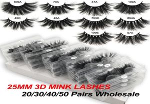 Faux cils 20304050 paires 25 mm 3d massons cils en vrac entièrement dramtique longs eyelasehs vendeurs maquilleurs1734066
