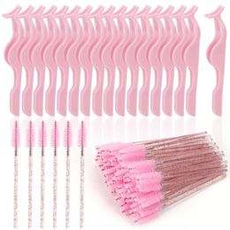 Valse Wimpers 24 Stuks Plastic Wimpers Tang Clip Wimperverlenging Applicator Haar Pincet 100 Stuks Wegwerp Borstels Mascara Wands Gereedschap