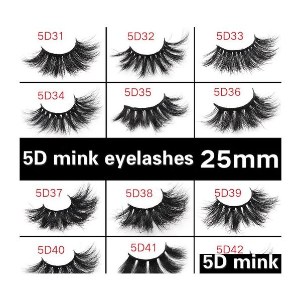 Pestañas postizas 25 mm de largo 3D Mink 4D 6D 5D Grandes 10 juegos Entrega de gotas Salud Belleza Maquillaje Ojos Dh8Wi