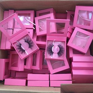 Valse wimpers 27 mm 5D nertsen met roze vierkante doos Criss Cross Cruelty Lashes Accepteren Private Label Drop Delivery Gezondheid Schoonheid Make-up E Otb7X