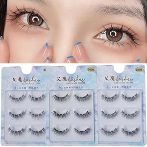 Faux cils 3 paires 3D Faux vison naturel fée cils vaporeux longs grands yeux quotidien maquillage des yeux Extension croix cluster cils