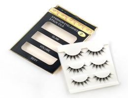 False wimpers 3 paren 3D09 Faux Mink Natural Long Fake Strip Lashes Makeup Beauty Eyelash Extension Tools6195408