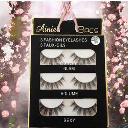 Pestañas postizas 3 pares fibra fibra pestañas postizas faltas pestañas largas maquillaje 3D extension extensión de pestañas para mujeres para maquillaje HKD230817