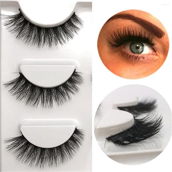 Faux cils 3 paires Mink Natural Long 10 mm Cils faits à la main 3D CILIOS