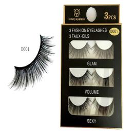 Faux cils 3 paires fausses cils naturels maquillage épais