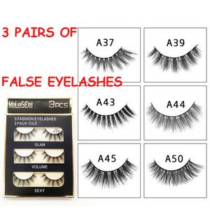 Faux cils 3 paires de faux cils naturels maquillage épais vrais cils de vison 3D Extension de cils doux faux cils